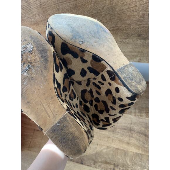 Steve Madden Annie Leopard Pony Hair Print Wedge Ankle Boots Booties 7.5 - Picture 3 of 6
